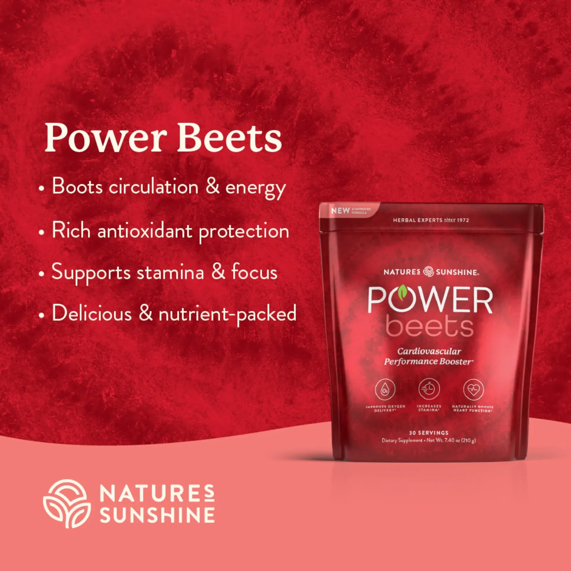 Nature's Sunshine Power Beets – Patented Nutrient Blend of Beet Root Powder and Nutrients to Promote Performance, Mental Clarity, & Vitality – Non-GMO, Soy & Gluten Free – 24 to-Go Packs - dailyvitalstore
