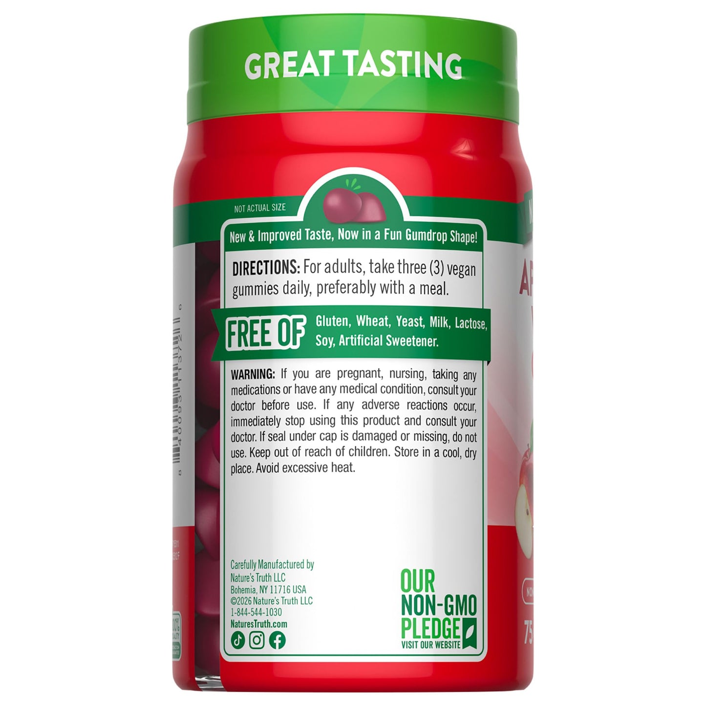 Nature's Truth Apple Cider Vinegar Gummies | 600 mg | 75 Gummies | Apple Flavor | Vegan, Non-GMO, Gluten Free Supplement. - dailyvitalstore