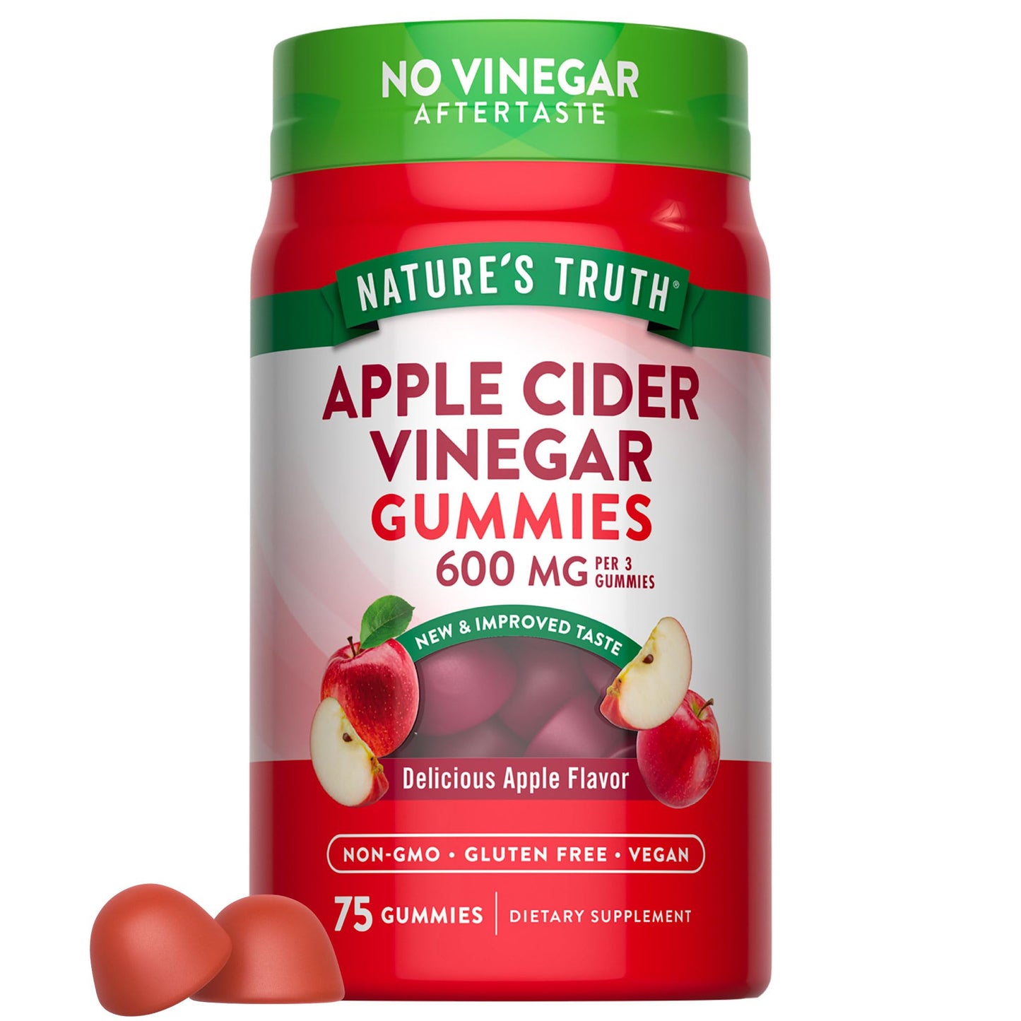 Nature's Truth Apple Cider Vinegar Gummies | 600 mg | 75 Gummies | Apple Flavor | Vegan, Non-GMO, Gluten Free Supplement. - dailyvitalstore