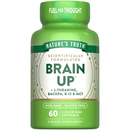 Nature's Truth Brain Up Softgels | 60 Count | with L-Theanine, Bacopa, B-12 & MCT | Non-GMO and Gluten Free Supplement - dailyvitalstore
