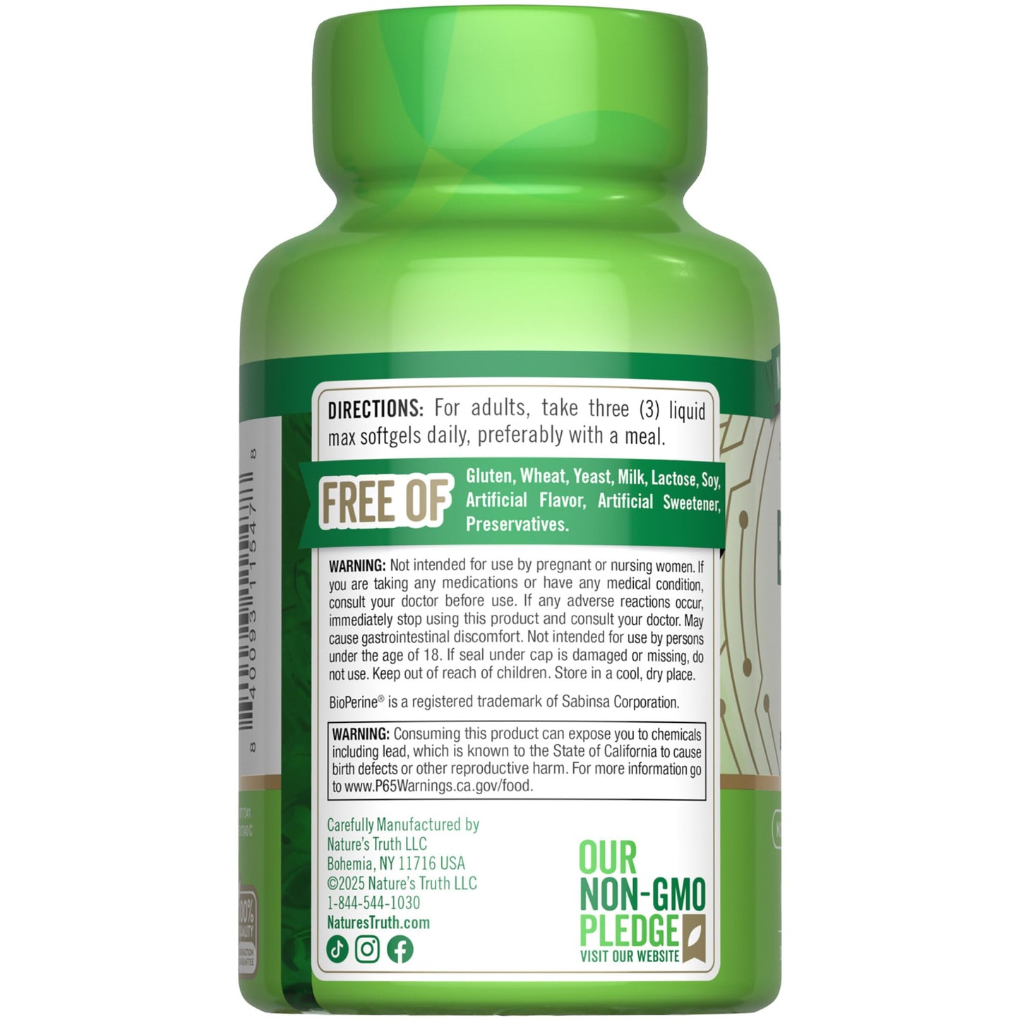 Nature's Truth Brain Up Softgels | 60 Count | with L-Theanine, Bacopa, B-12 & MCT | Non-GMO and Gluten Free Supplement - dailyvitalstore