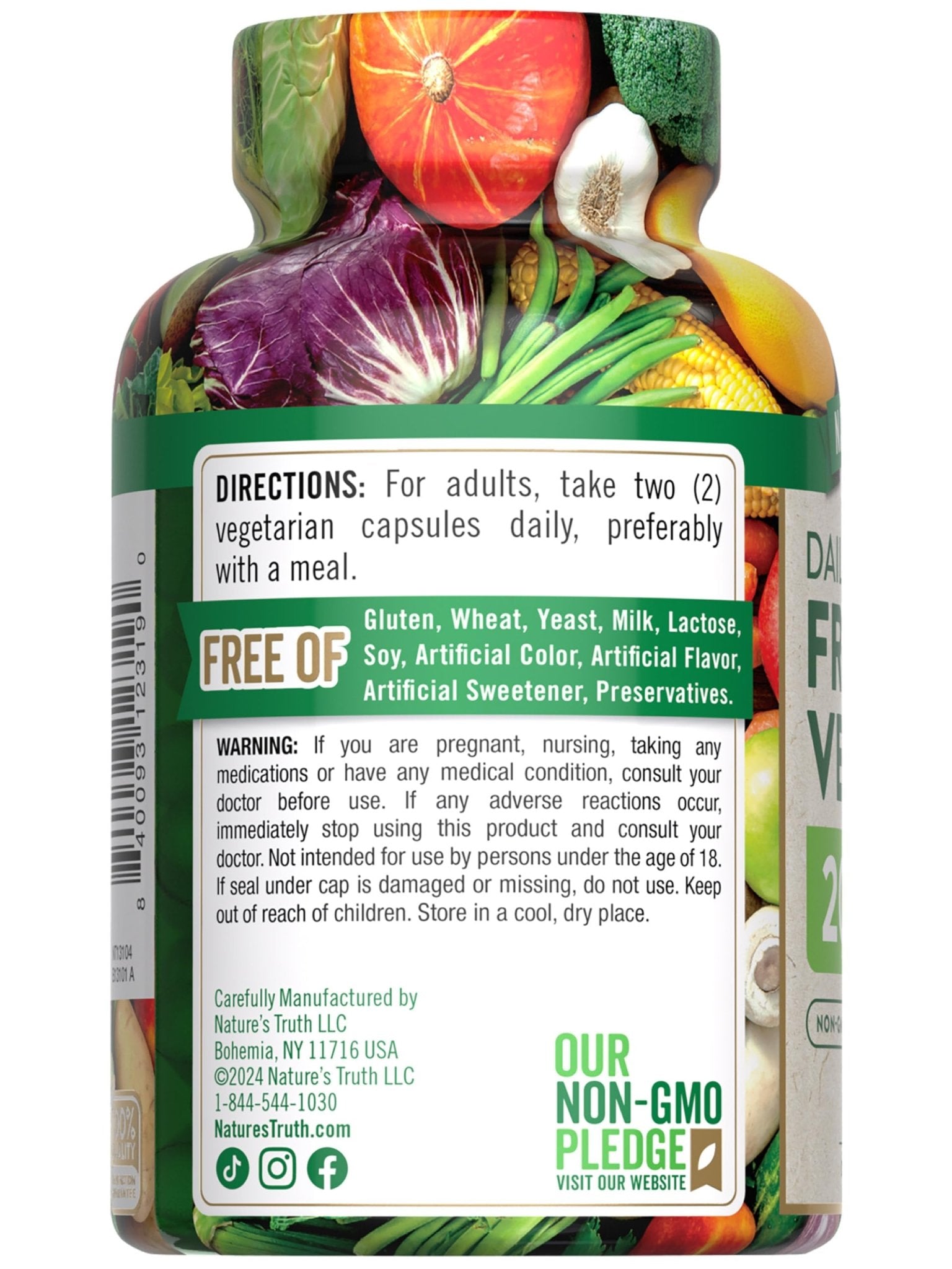 Nature's Truth Fruit and Veggies Supplement | 120 Vegetarian Capsules | 20+ Fruits & Vegetables | Vegetarian, Non-GMO, and Gluten Free Supplement - dailyvitalstore