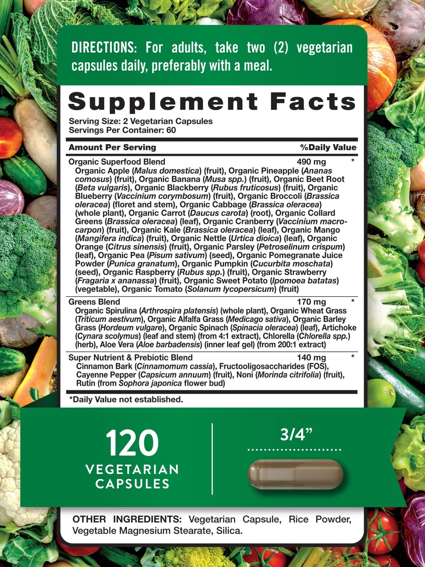 Nature's Truth Fruit and Veggies Supplement | 120 Vegetarian Capsules | 20+ Fruits & Vegetables | Vegetarian, Non-GMO, and Gluten Free Supplement - dailyvitalstore