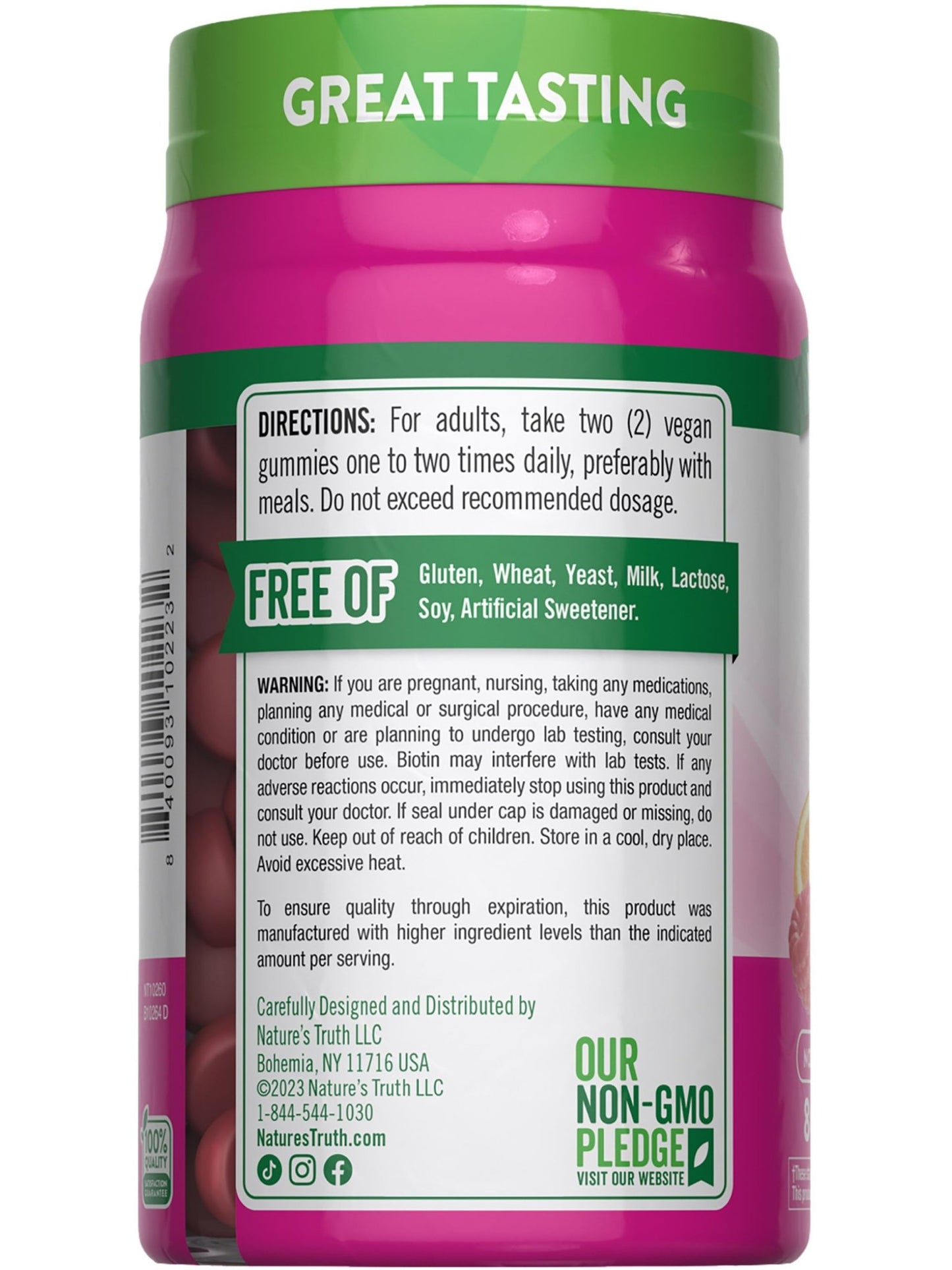 Nature's Truth Hair Skin and Nails Gummies | 80 Count | 2500mcg of Biotin | Vegan, Non-GMO, Gluten Free Supplement | Vitamin for Women & Men - dailyvitalstore
