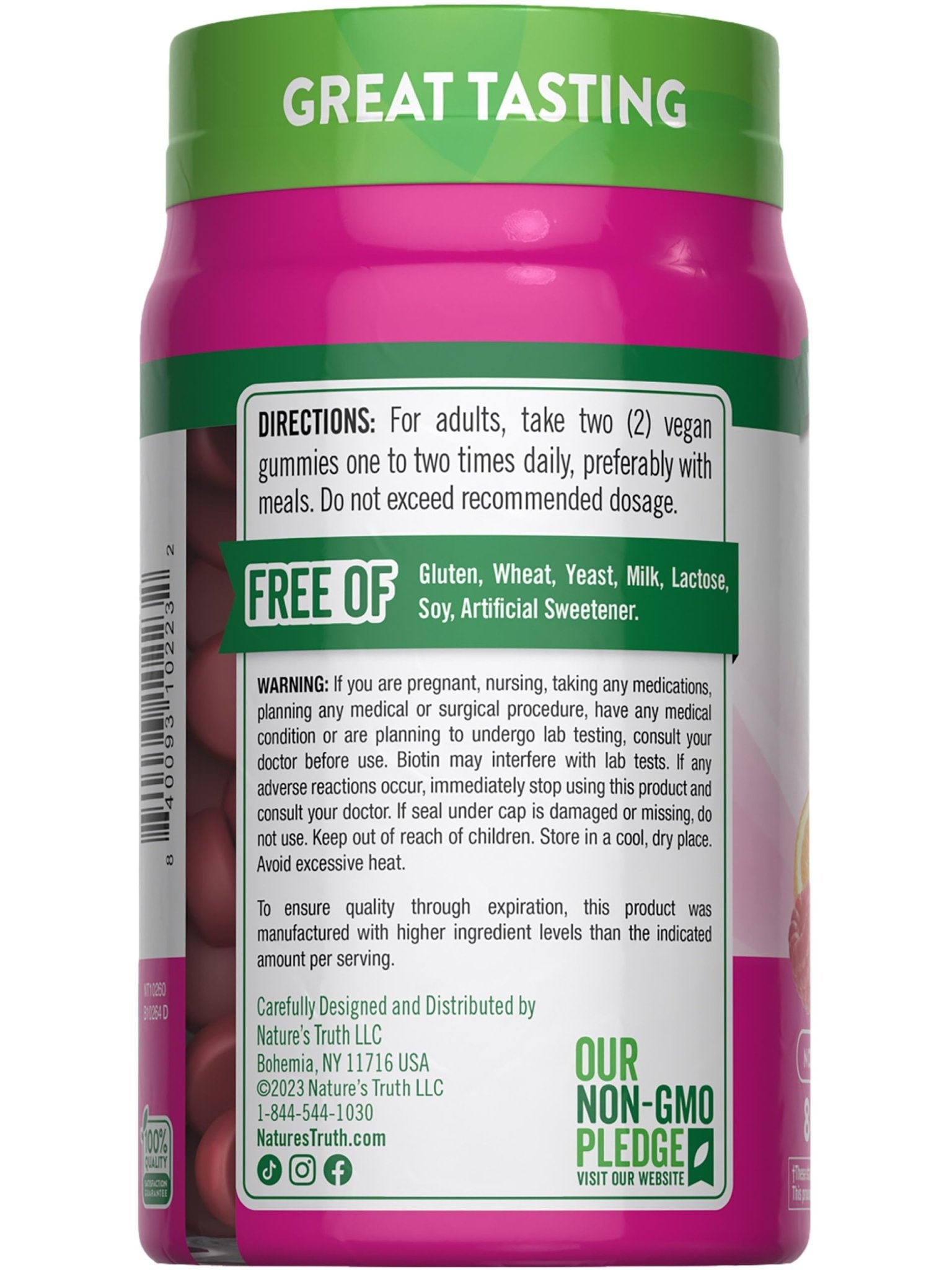 Nature's Truth Hair Skin and Nails Gummies | 80 Count | 2500mcg of Biotin | Vegan, Non-GMO, Gluten Free Supplement | Vitamin for Women & Men - dailyvitalstore