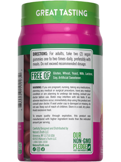 Nature's Truth Hair Skin and Nails Gummies | 80 Count | 2500mcg of Biotin | Vegan, Non-GMO, Gluten Free Supplement | Vitamin for Women & Men - dailyvitalstore