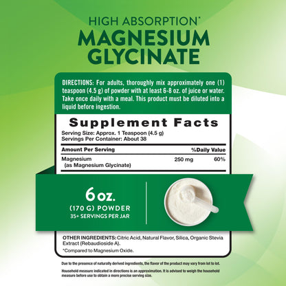 Nature's Truth Magnesium Glycinate Powder | 6 oz | Lemon Flavor | High Absorption | Vegan, Non-GMO, Gluten Free Supplement - dailyvitalstore