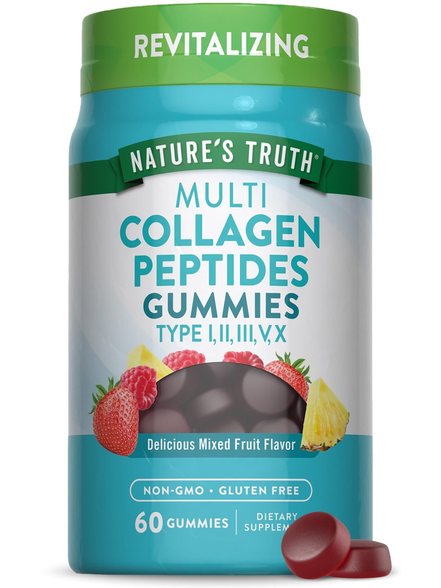 Nature's Truth Multi Collagen Gummies | Type I, II, III, V, X | 60 Count | Non-GMO & Gluten Free Complex Supplement | Mixed Fruit Flavor - dailyvitalstore