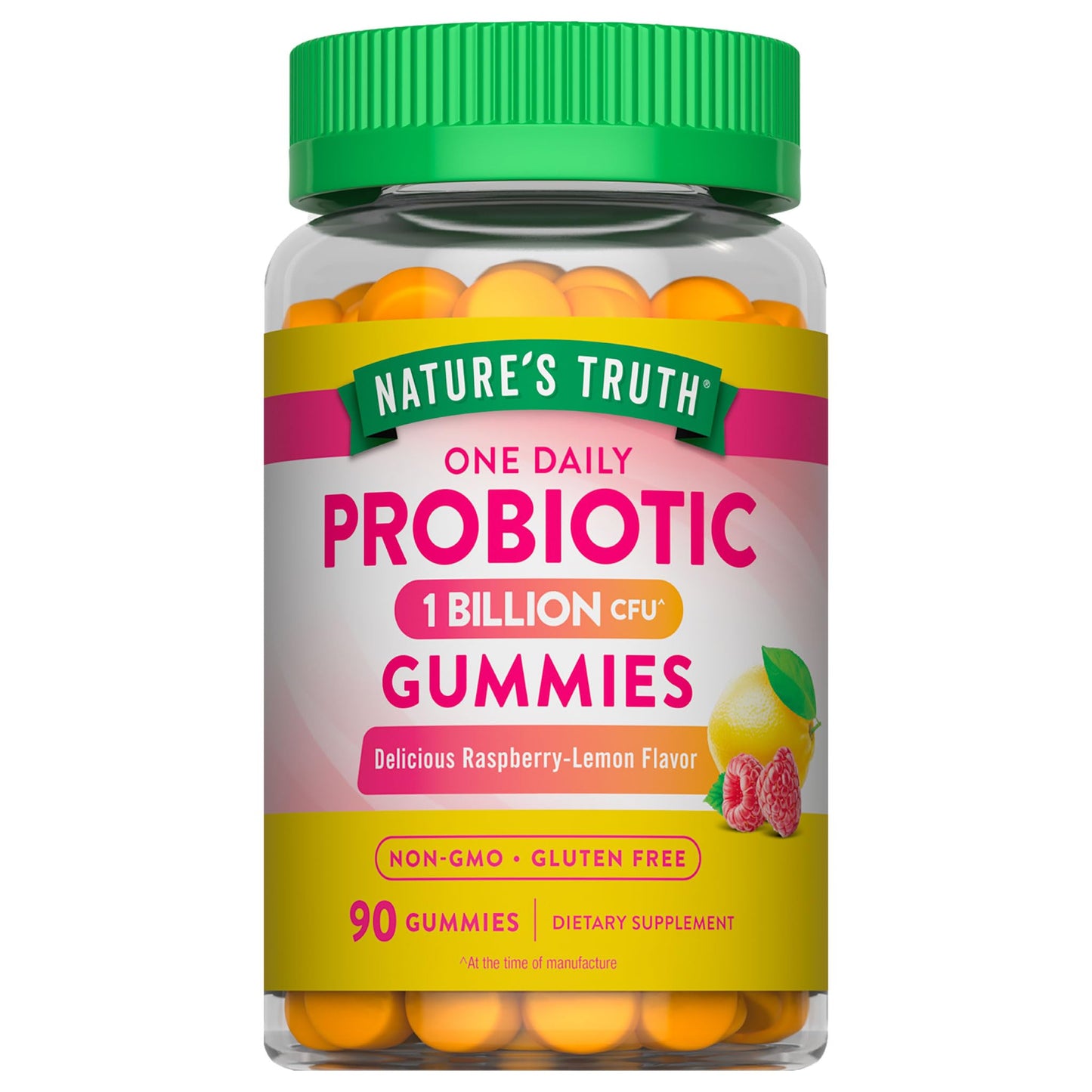 Nature's Truth Probiotic Gummies | 1 Billion CFU | 90 Count | Raspberry Lemon Flavor | Non-GMO & Gluten Free Supplement - dailyvitalstore