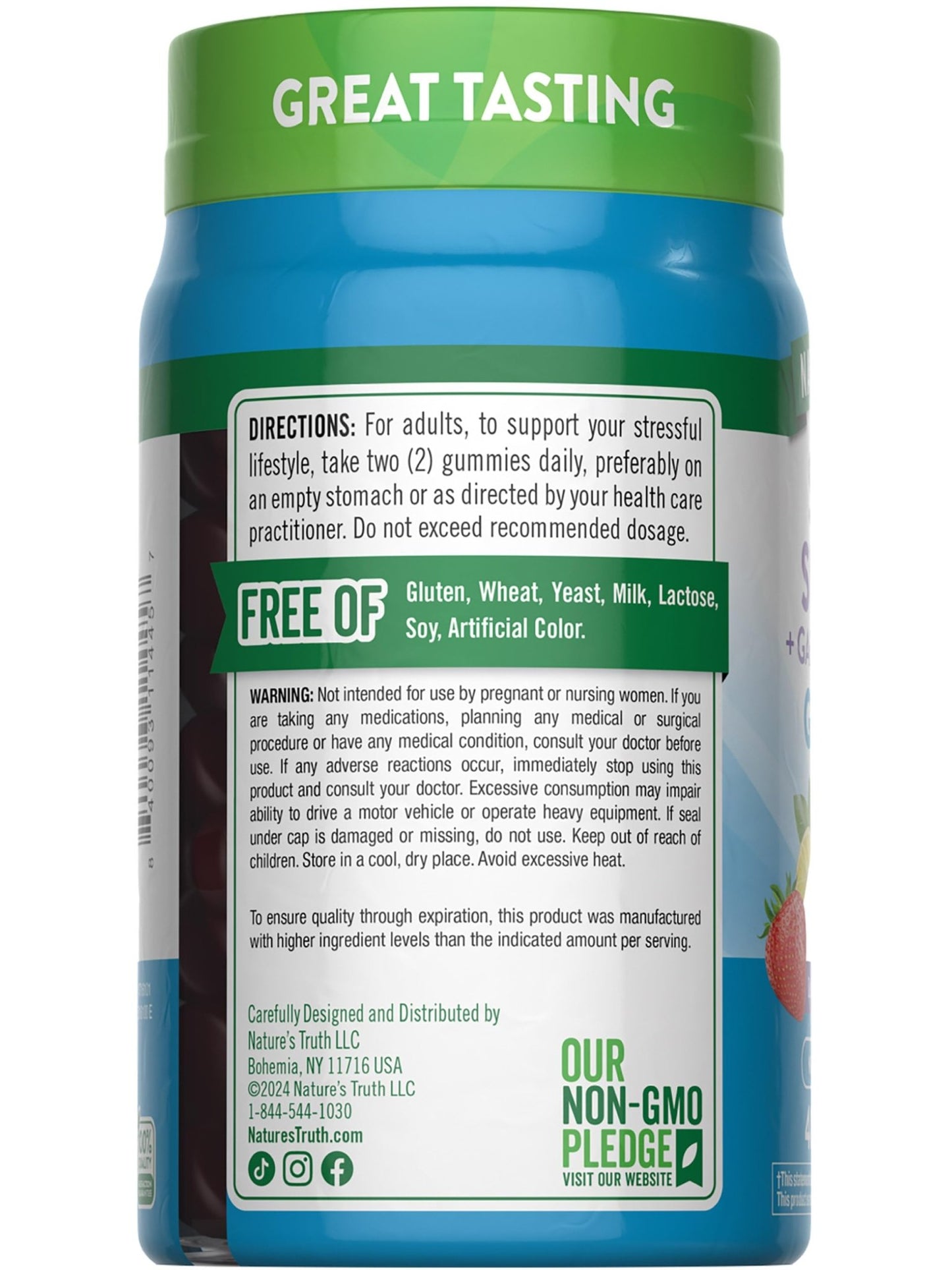 Nature's Truth Stress Relief Gummies for Adults | with Gaba, L Theanine, and Lemon Balm | Lemon Strawberry Flavor | Non-GMO & Gluten Free Supplement - dailyvitalstore