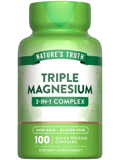 Nature's Truth Triple Magnesium Complex Supplement | 100 Capsules | 420 mg Magnesium Oxide, Citrate & Aspartate | Non-GMO & Gluten Free - dailyvitalstore