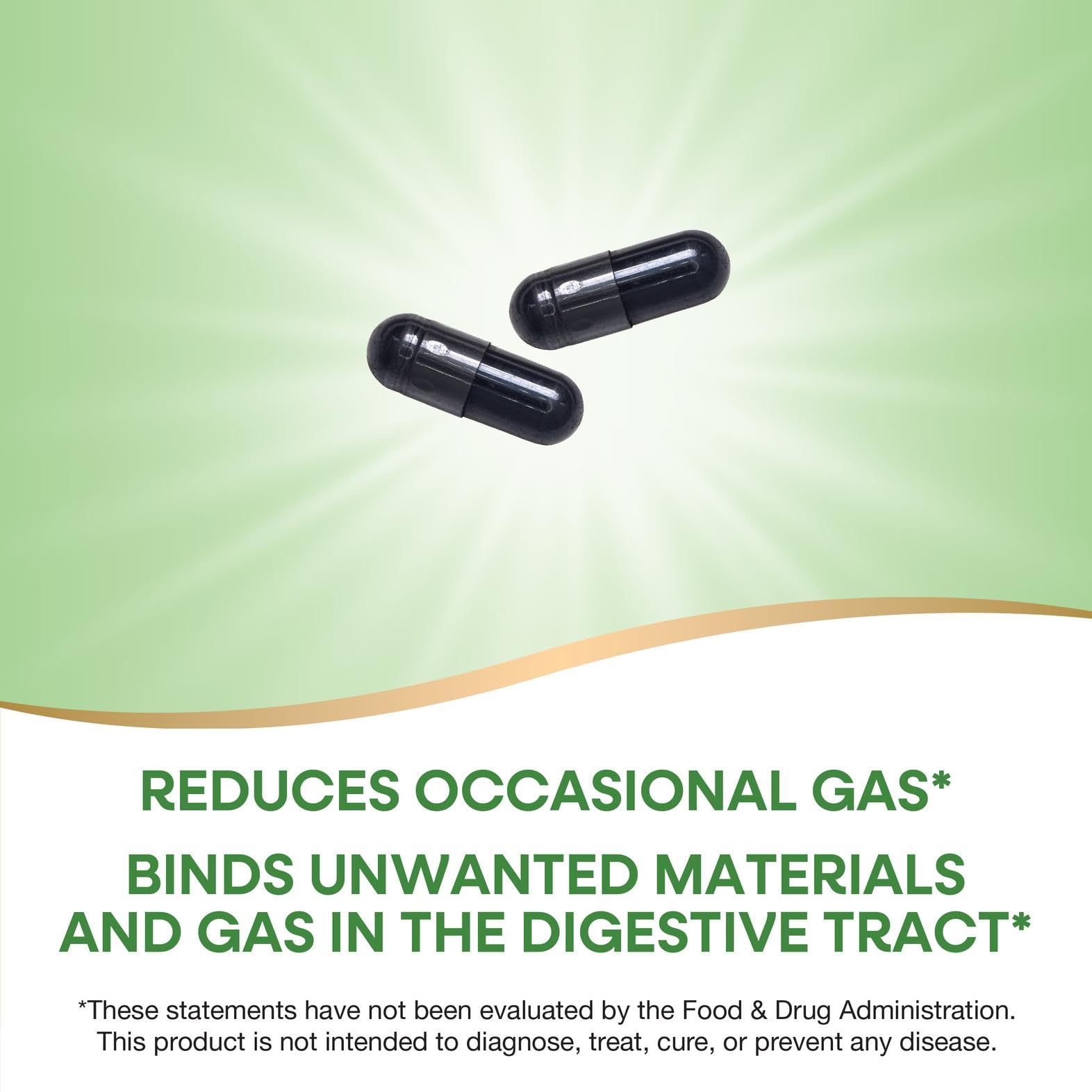 Nature's Way Activated Charcoal, Binds Unwanted Materials and Gas in the Digestive Tract*, 560 mg per 2-Capsule Serving, - dailyvitalstore