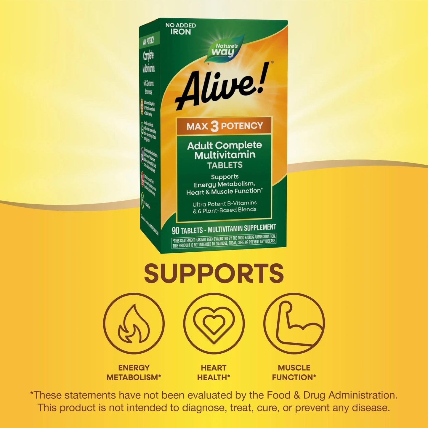 Nature's Way Alive! Max3 Potency Adult Complete Multivitamin, High Potency B-Vitamins to Support Energy Metabolism - dailyvitalstore