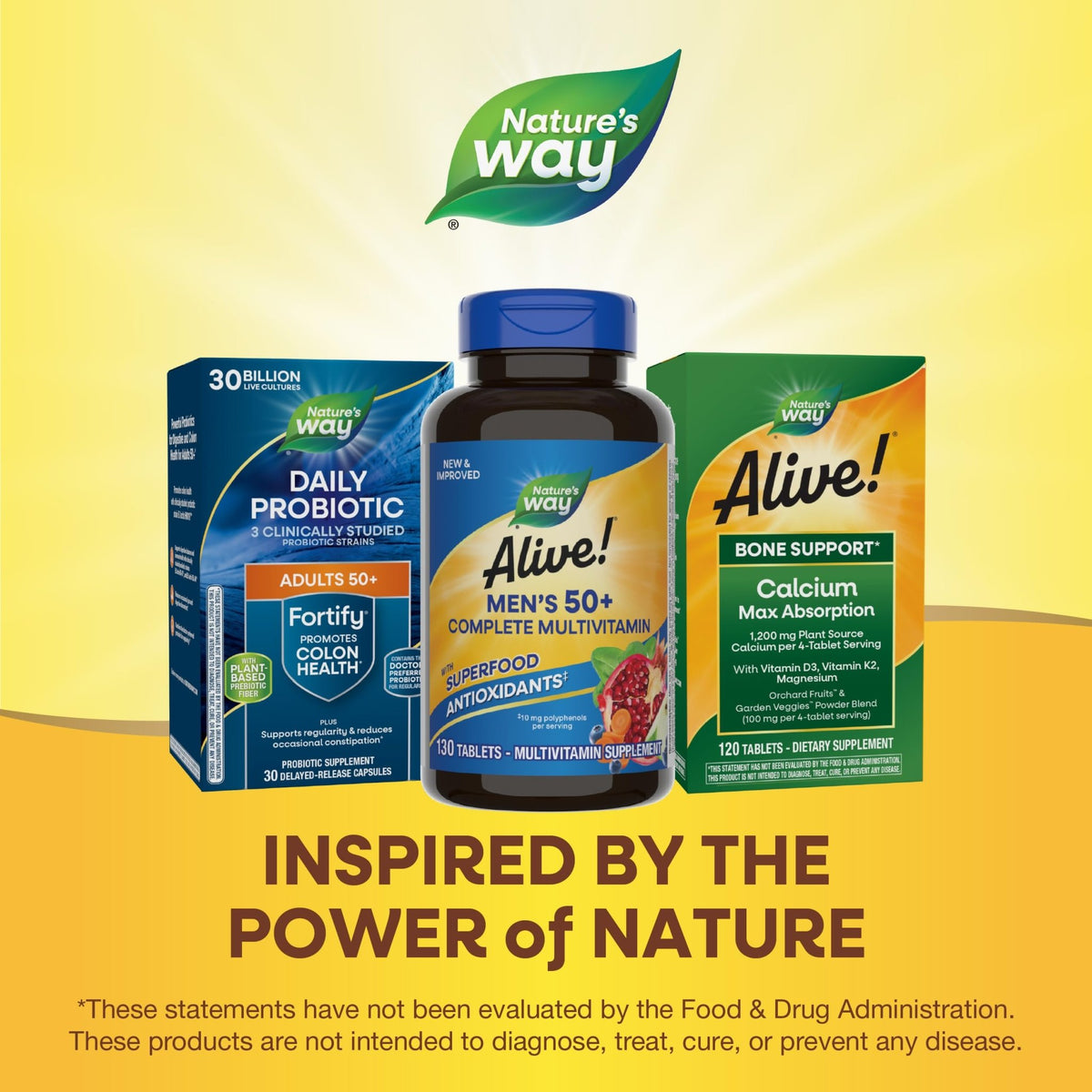 Nature’s Way Alive! Men’s 50+ Multivitamin Complete Tablets, Daily Multivitamin for Men Over 50, Supports Cellular Energy Metabolism - dailyvitalstore