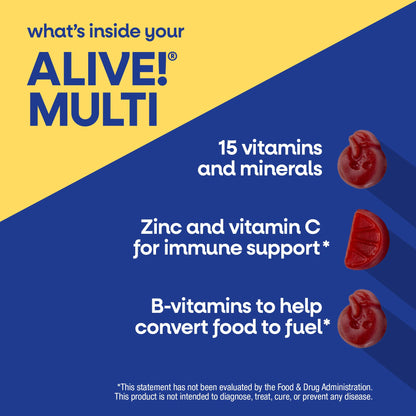 Nature’s Way Alive! Men’s 50 Plus Multivitamin Gummy, Daily Chewable Multivitamins for Men with B-Vitamins, Vitamin D3 & Zinc, Supports Heart - dailyvitalstore