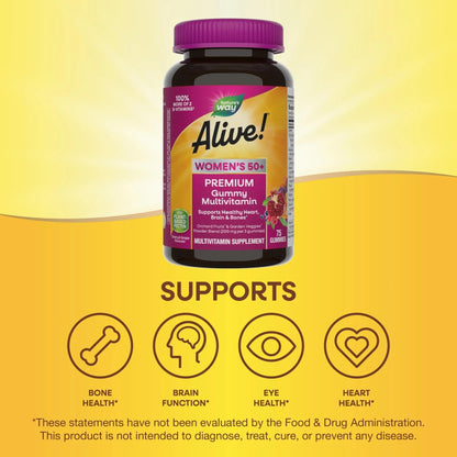 Nature’s Way Alive! Women’s 50+ Premium Gummy Multivitamin, Supports Healthy Heart, Brain & Bones*, B-Vitamins - dailyvitalstore