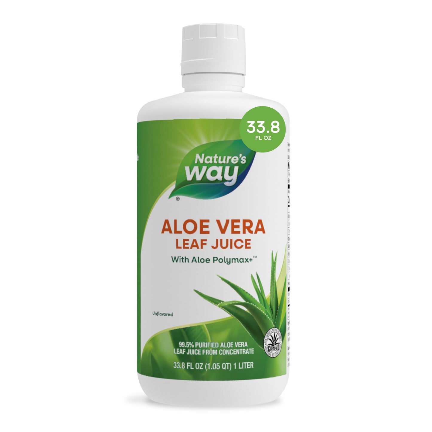 Nature’s Way Aloe Vera Leaf Juice, Flavorless Juice 99.5% Purified from Concentrate, Certified by The International Aloe Science Council, - dailyvitalstore
