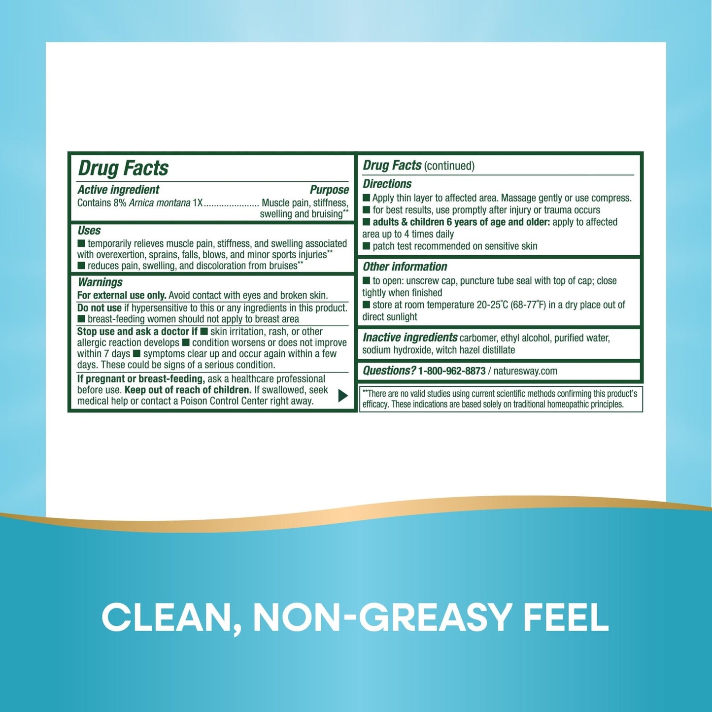 Nature's Way Boericke & Tafel Arniflora Arnica Gel, Temporarily Relieves Pain*, Swelling*, Stiffness*, 2.75 Oz (Packaging May Vary) - dailyvitalstore