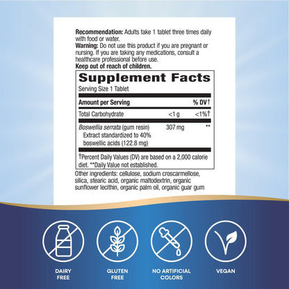 Nature's Way Boswellia Premium Extract, Supports Joint Mobility*, 307 mg Boswellia serrata Extract per Serving, Frankincense Supplement, Gluten Free & Vegan - 60 Tablets (Packaging May Vary) - 2 Pack - dailyvitalstore