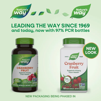 Nature's Way Cranberry Fruit, Cranberry Supplements, Supports Urinary Tract Health*, 930 mg per 2-Capsule Serving, 180 Capsules (Packaging May Vary) - dailyvitalstore