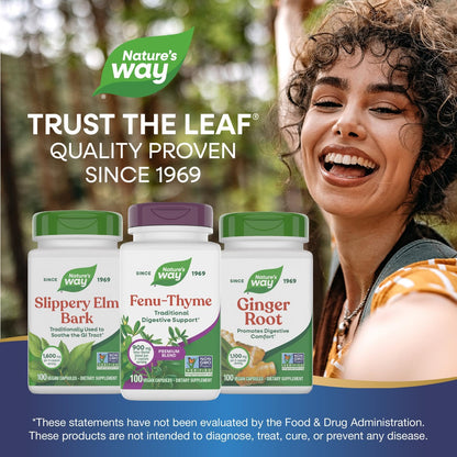 Nature's Way Fenu-Thyme - Traditional Digestive Support Blend* - 900 mg of Thyme & Fenugreek per 2-Capsule Serving - Non-GMO Project Verified & Dairy Free - 100 Vegan Capsules - dailyvitalstore
