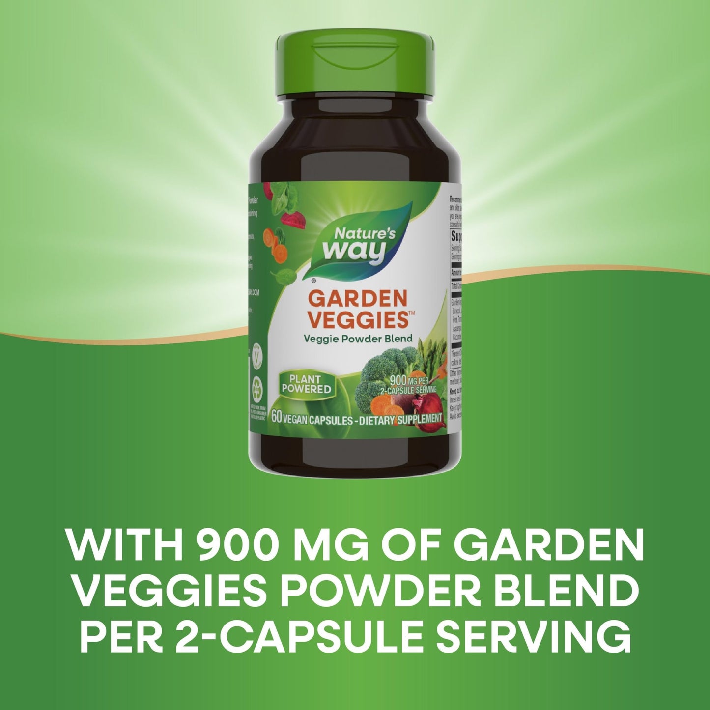 Nature’s Way Garden Veggies, Vegetable Supplement Capsules, Plant-Powered Powder Blend Made with 12 Different Vegetables, Green Superfood Veggie Blend - dailyvitalstore