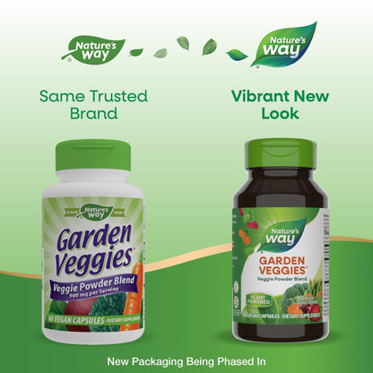 Nature's Way Garden Veggies, Veggie Powder Blend, 900 mg per 2-Capsule Serving, 60 Vegan Capsules - dailyvitalstore