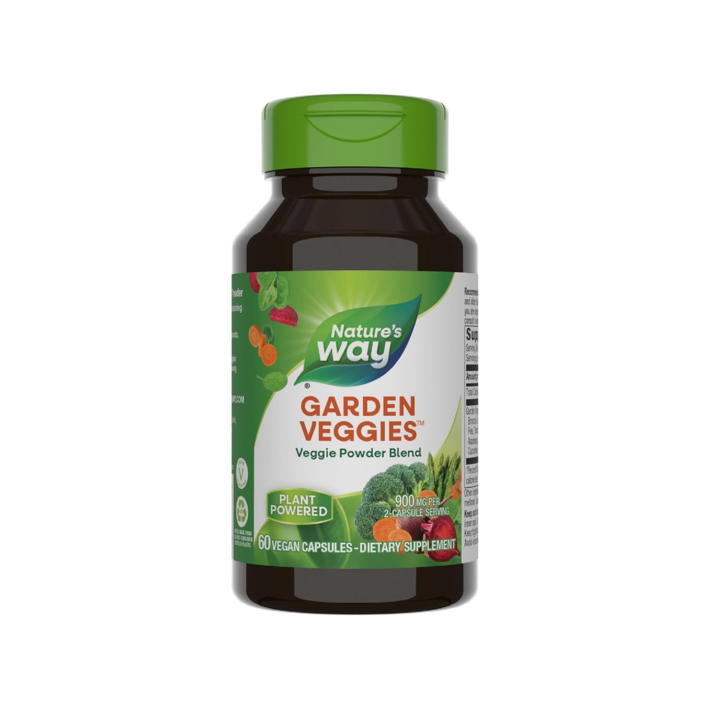 Nature's Way Garden Veggies, Veggie Powder Blend, 900 mg per 2-Capsule Serving, 60 Vegan Capsules - dailyvitalstore