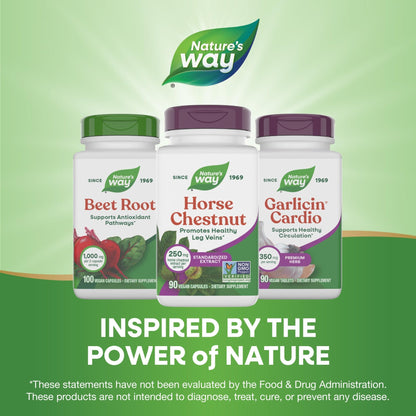 Nature's Way Horse Chestnut Extract, Premium Extract, Promotes Healthy Leg Veins*, 250 mg per Serving, Vegan - dailyvitalstore