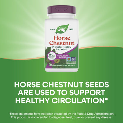 Nature's Way Horse Chestnut Extract, Premium Extract, Promotes Healthy Leg Veins*, 250 mg per Serving, Vegan - dailyvitalstore