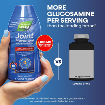 Nature's Way Joint Movement Glucosamine Fast Absorbing Liquid, Ultra Strength, Supports Healthy Bones*, Liquid Glucosamine Chondroitin, MSM with Vitamin D3, Berry Flavored, 16 Fl Oz - dailyvitalstore