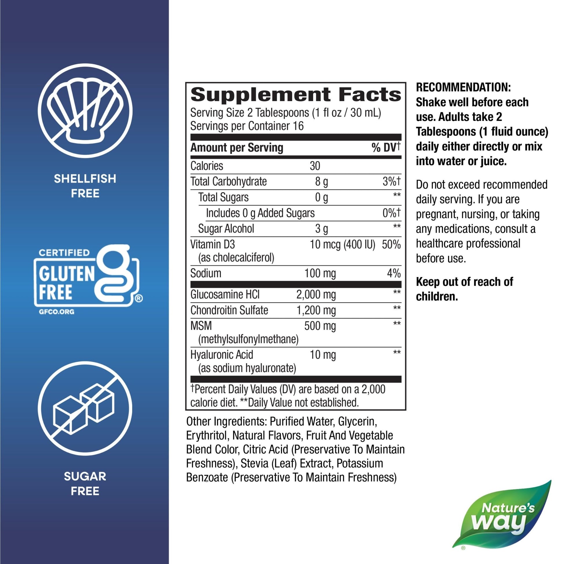 Nature's Way Joint Movement Glucosamine Fast Absorbing Liquid, Ultra Strength, Supports Healthy Bones*, Liquid Glucosamine Chondroitin, MSM with Vitamin D3, Berry Flavored, 16 Fl Oz - dailyvitalstore