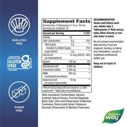 Nature's Way Joint Movement Glucosamine Fast Absorbing Liquid, Ultra Strength, Supports Healthy Bones*, Liquid Glucosamine Chondroitin, MSM with Vitamin D3, Berry Flavored, 16 Fl Oz - dailyvitalstore