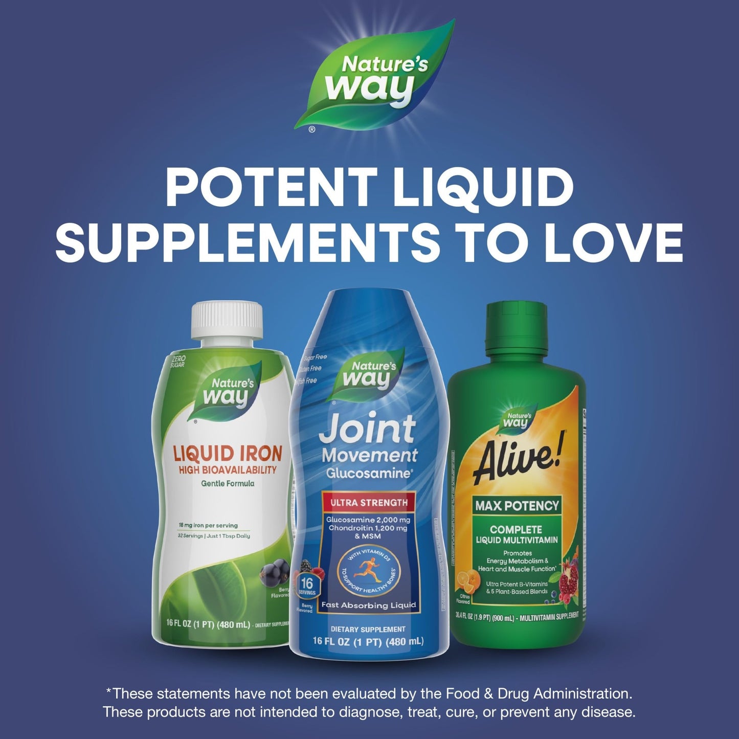 Nature's Way Joint Movement Glucosamine Fast Absorbing Liquid, Ultra Strength, Supports Healthy Bones*, Liquid Glucosamine Chondroitin, MSM with Vitamin D3, Berry Flavored, 16 Fl Oz - dailyvitalstore