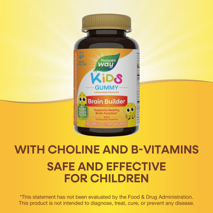 Nature's Way Kids Brain Supplement Gummies, Supports Healthy Brain Function*, Lemonade Flavored, 60 Gummies - dailyvitalstore