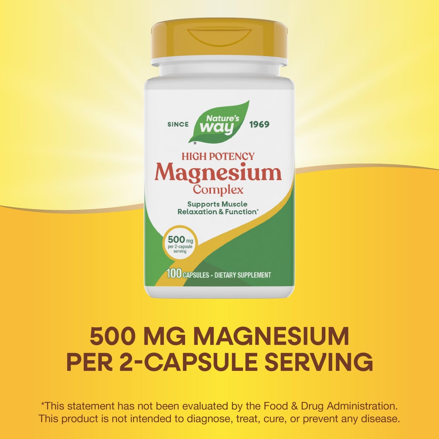 Nature's Way Magnesium Complex, Supports Muscle Relaxation*, Muscle Function*, Promotes a sense of Calm*, Magnesium Citrate and Oxide, 100 Capsules - dailyvitalstore