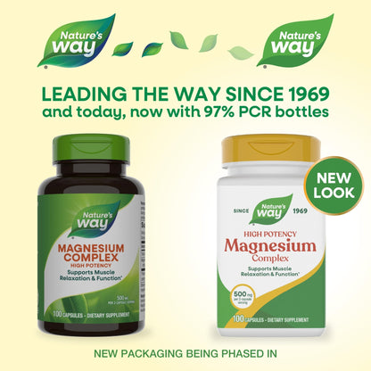Nature's Way Magnesium Complex, Supports Muscle Relaxation*, Muscle Function*, Promotes a sense of Calm*, Magnesium Citrate and Oxide, 100 Capsules - dailyvitalstore
