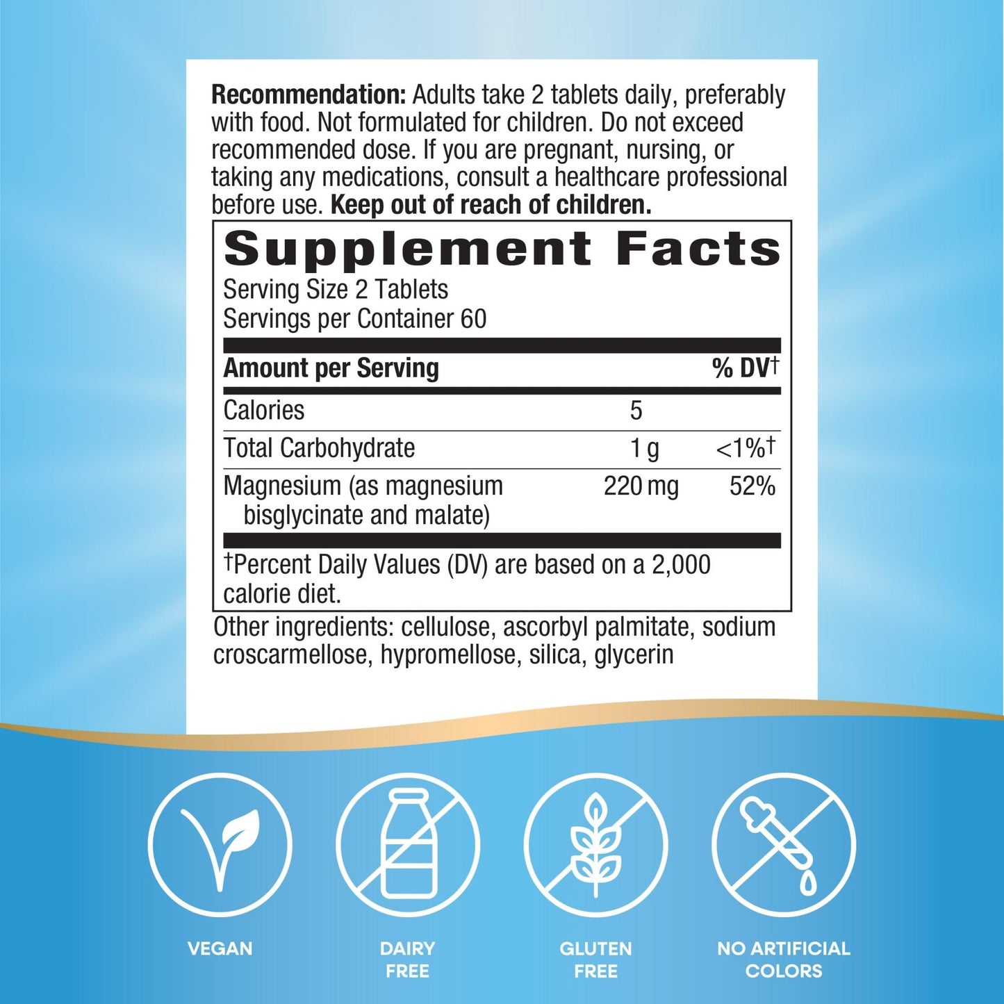 Nature's Way Magnesium Glycinate Complex, Supports Heart, Muscle, Nerve Function*, Highly Absorbable, 220 mg per 2-Tablet Serving, No Gluten, Vegan, 120 Tablets - dailyvitalstore