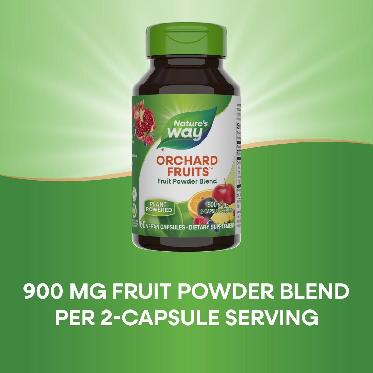 Nature's Way Orchard Fruits, Fruit Powder Blend, Contains 12 Different Fruits, 900mg Per 2-Capsule Serving, 60 Capsules - dailyvitalstore