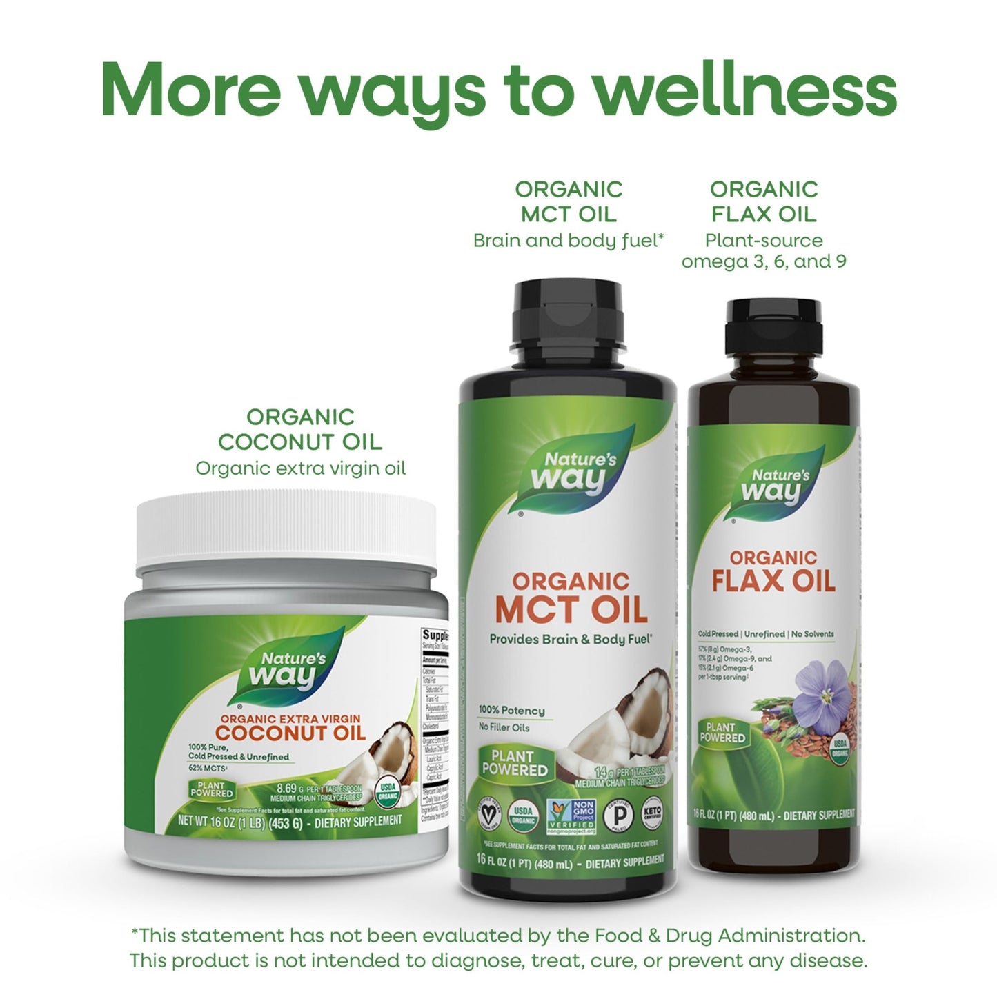Nature's Way Organic MCT Oil, Brain and Body Fuel*, Liquid Coconut MCT Oil with C8 Caprylic & C10 Capric Acids, 14 g Medium Chain Triglycerides per Serving, - dailyvitalstore