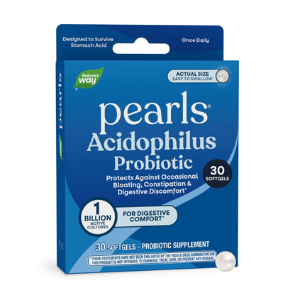 Nature's Way Probiotic Pearls Acidophilus, Supports Digestive Balance & Gut Health*, Reduces Occasional Constipation and Bloating*, 1 Billion CFU, No Refrigeration Required, 30 Softgels - dailyvitalstore