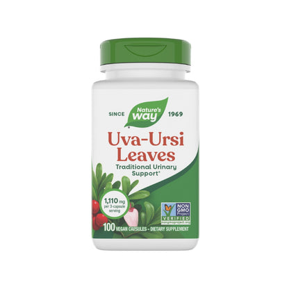 Nature's Way Uva Ursi Leaves, Traditional Urinary Support*, 1,110 mg per 3-Capsule Serving, Non-GMO Project Verified, Herbal Dietary Supplement, Gluten Free, 100 Vegan Capsules (Packaging May Vary) - dailyvitalstore