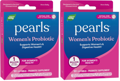 Nature's Way Women's Probiotic Pearls, Supports Women's and Digestive Health*, Protects Against Occasional Constipation & Bloating*, 1 Billion Live Cultures, 90 Softgels, (Pack of 2) - dailyvitalstore