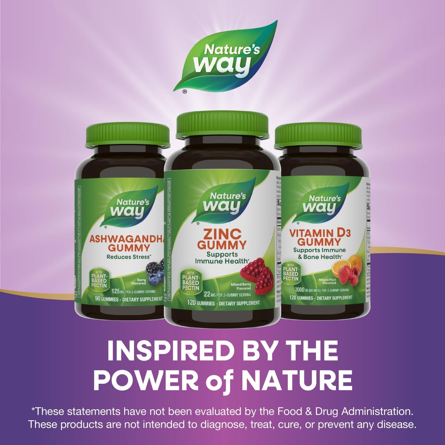Nature's Way Zinc Gummies, Adult & Kids 9+ Immune Support Gummies*, 100% Daily Value per Serving, Mixed Berry Flavor, 120 Chews - dailyvitalstore