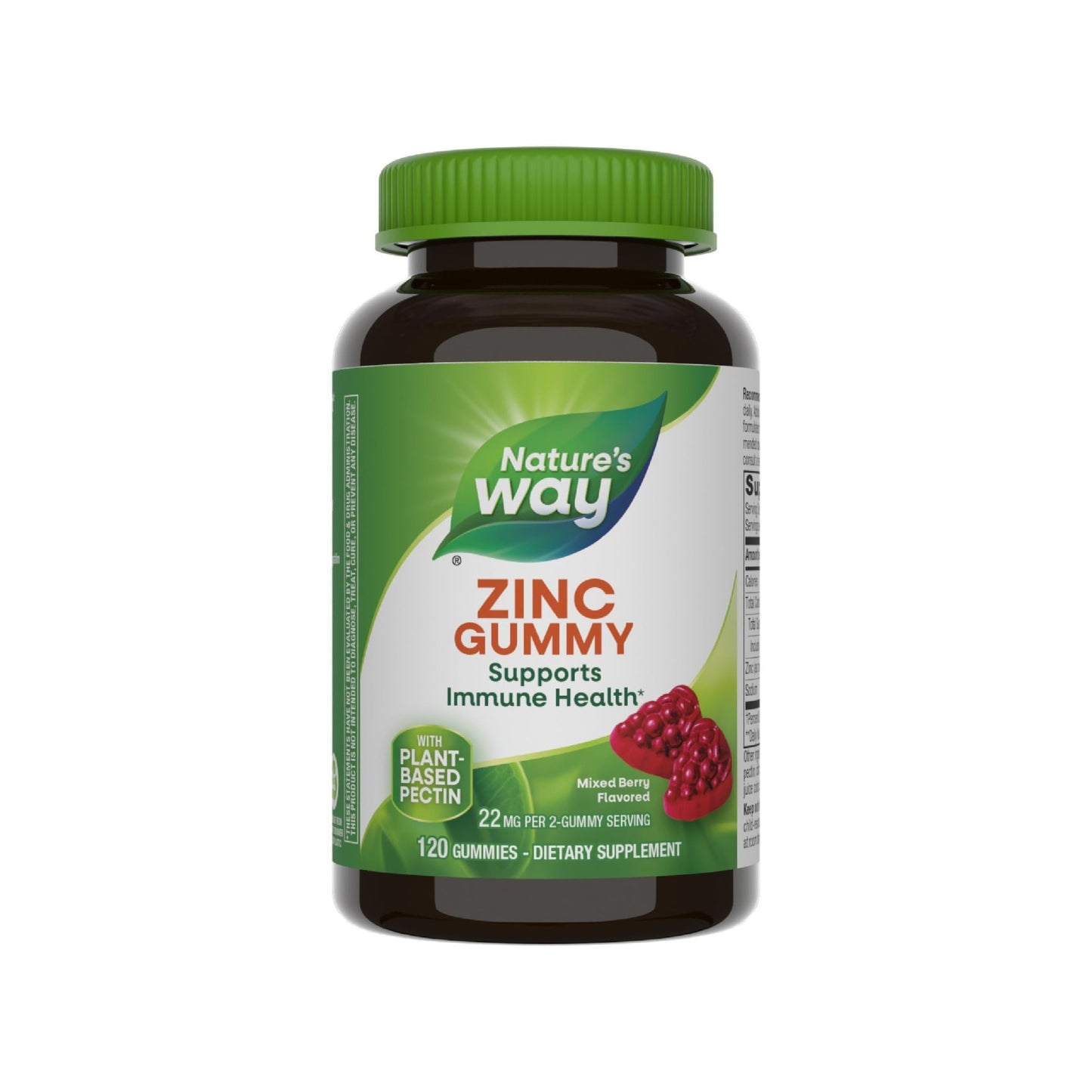 Nature's Way Zinc Gummies, Adult & Kids 9+ Immune Support Gummies*, 100% Daily Value per Serving, Mixed Berry Flavor, 120 Chews - dailyvitalstore
