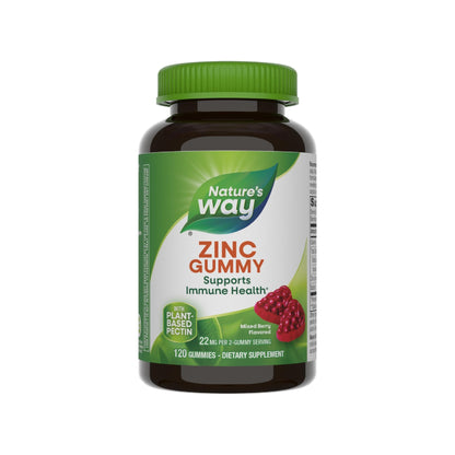 Nature's Way Zinc Gummies, Adult & Kids 9+ Immune Support Gummies*, 100% Daily Value per Serving, Mixed Berry Flavor, 120 Chews - dailyvitalstore