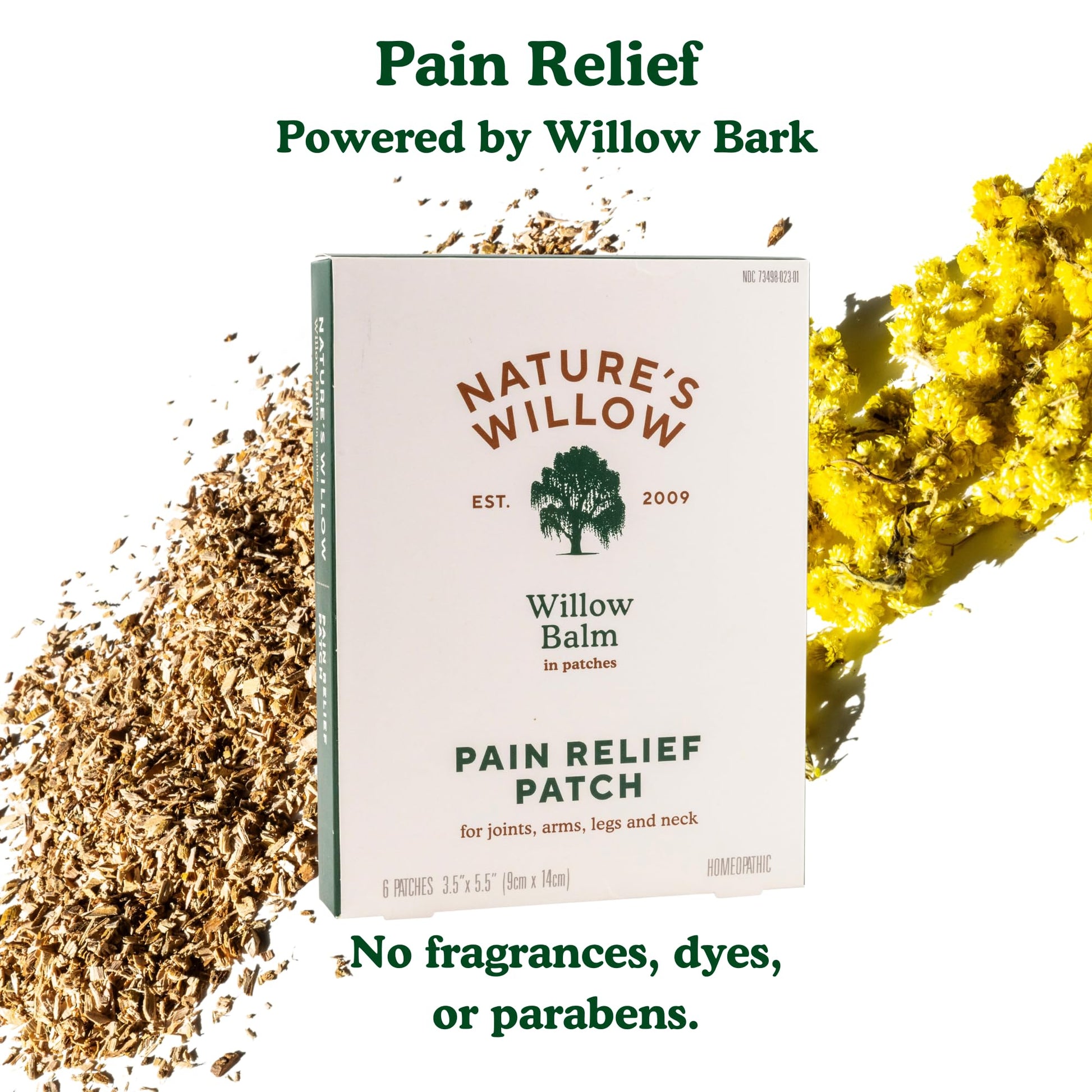 Nature's Willow Natural Pain Relief Patches for Muscles & Joints | Fast-Acting with White Willow Bark | Free from Artificial Fragrances & Dyes | 6 Patches per Pack (3-Pack) - dailyvitalstore