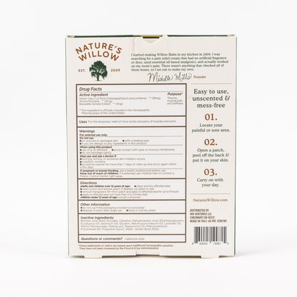 Nature's Willow Natural Pain Relief Patches for Muscles & Joints | Fast-Acting with White Willow Bark | Free from Artificial Fragrances & Dyes | 6 Patches per Pack (3-Pack) - dailyvitalstore