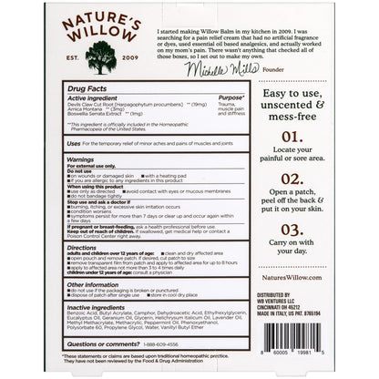 Nature's Willow Relief Patches – Fast-Acting, Plant-Based Topical Solution to Help with Sore Muscles & Joints | 6 Patches per Pack | 1-Pack - dailyvitalstore