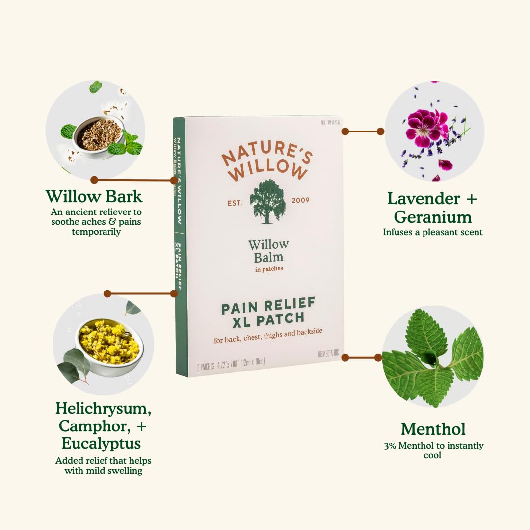 Nature's Willow Relief Patches – Fast-Acting, Plant-Based Topical Solution to Help with Sore Muscles & Joints | 6 Patches per Pack | 1-Pack - dailyvitalstore